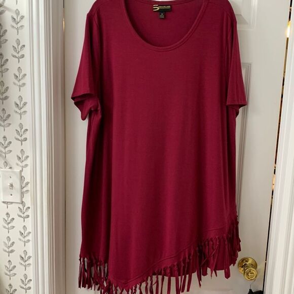 Serena Williams size 3 XL asymmetrical burgundy tunic top - Picture 3 of 11